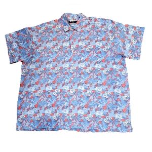Cremieux Classics Short Sleeve Shirt, Floral (Blue/Pink/White), Size XXL, EUC